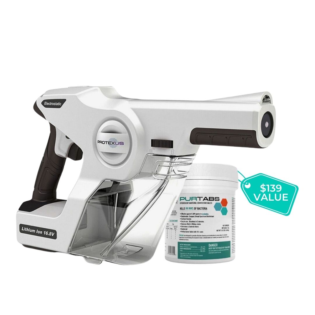 Protexus Handheld Electrostatic Sprayer PX200ES + Disinfecting Tablets